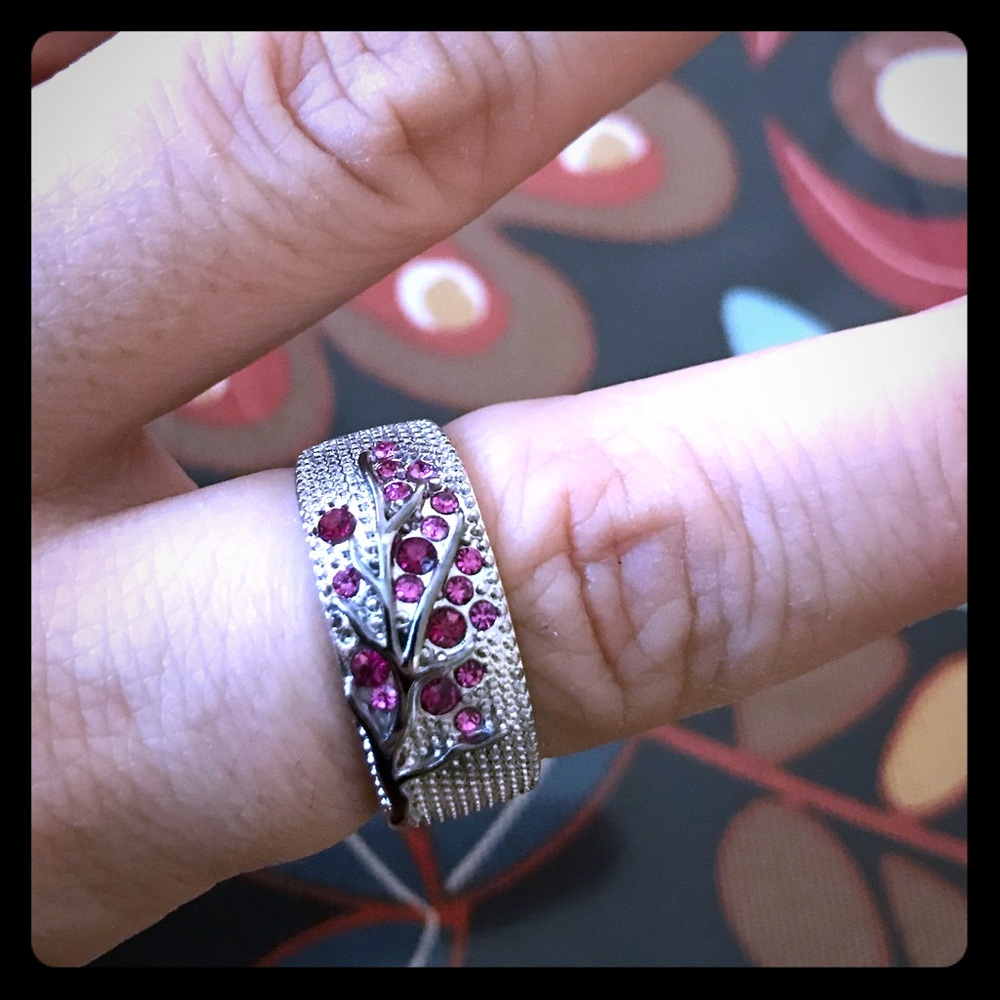 Cute silver cherry blossom ring
